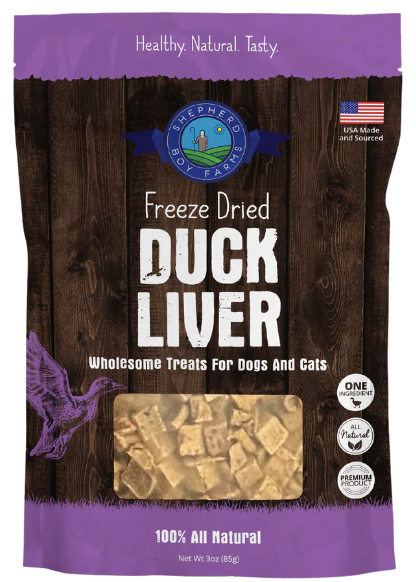Shepherd Boy Farms Freeze Dried Duck Liver Treat, 8 oz.