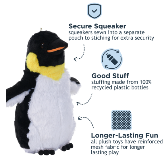Tall Tails Animated Squeaker Plush Dog Toy, Emperor Penguin