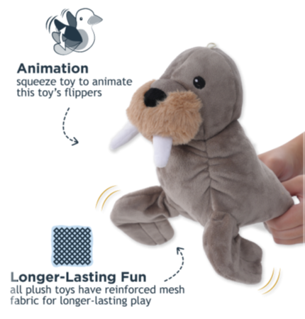 Tall Tails Animated Squeaker Plush Dog Toy, Walrus