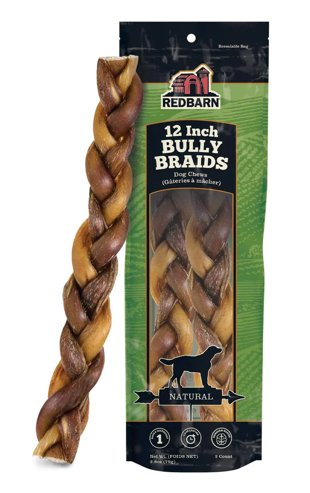 Red Barn Braided Bully Stick, 12"
