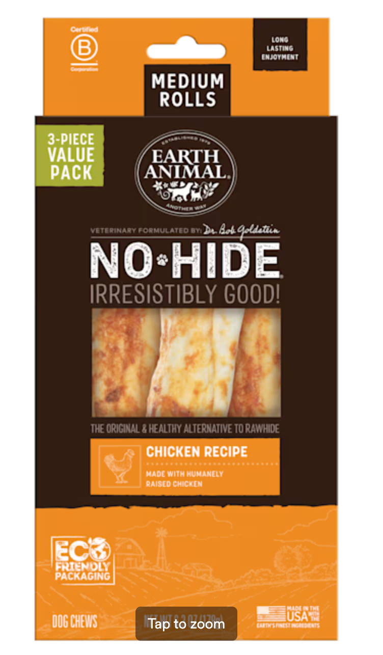 Earth Animal No-Hide® Wholesome Chews, Chicken 3-pack Medium Size Value Pack