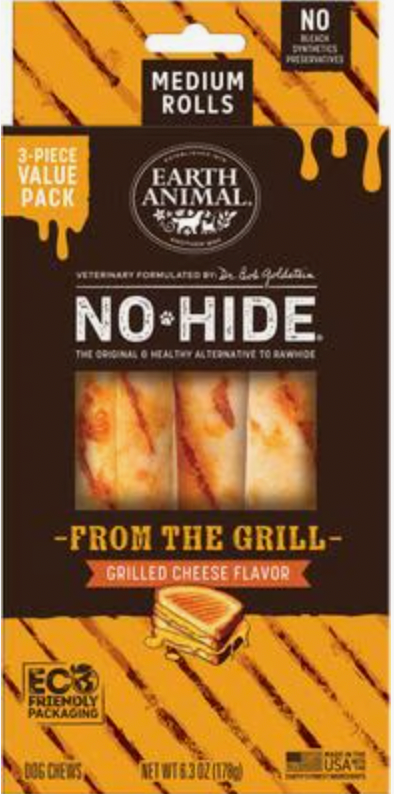 Earth Animal No-Hide® Wholesome Chews, Grilled Cheese 3-pack Medium Size Value Pack