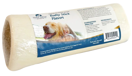 Home Range Stuffed Beef Bone, 6" Shredded Bully Stick Stuffing