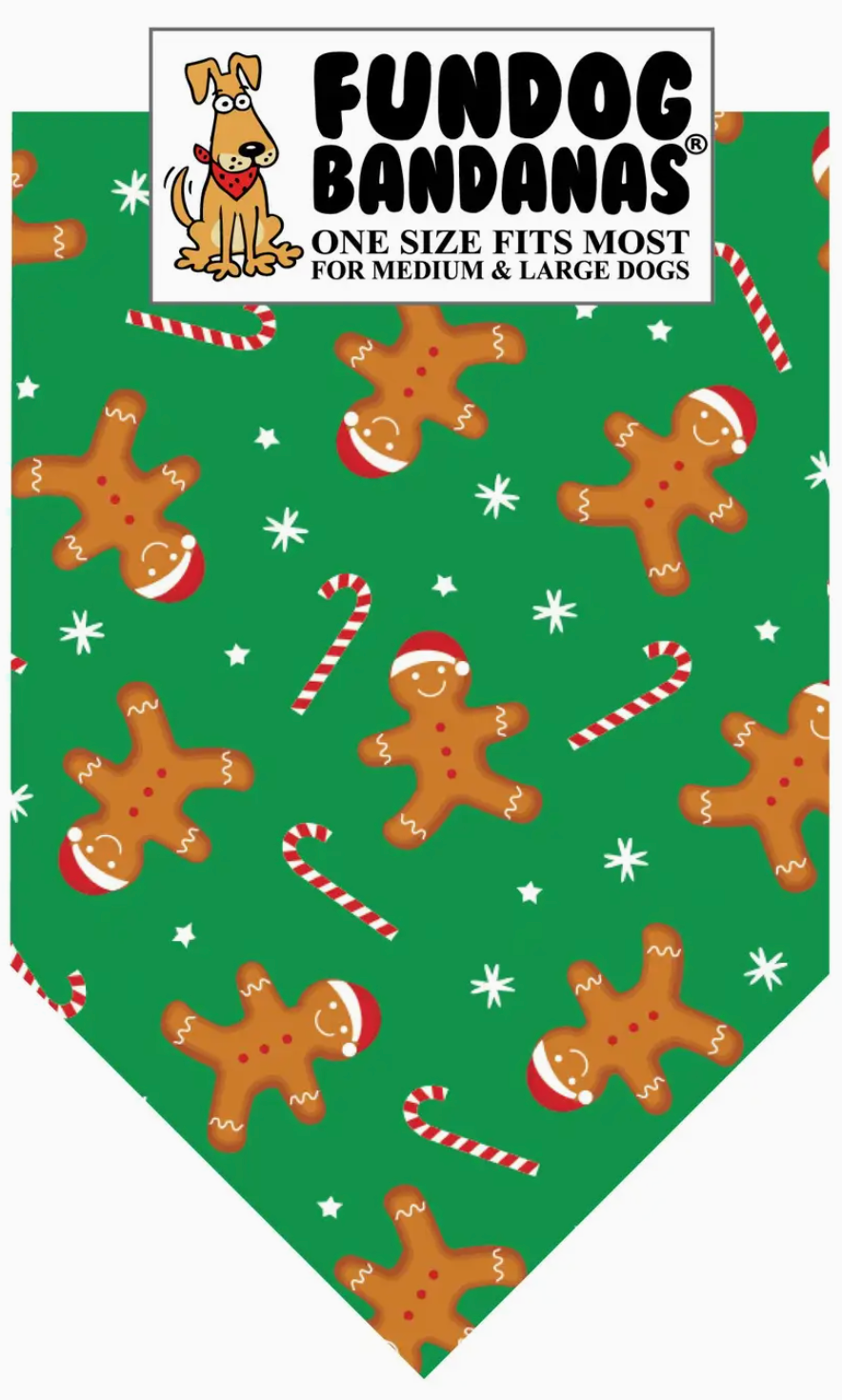 FunDog Bandana, Gingerbread & Candy Canes