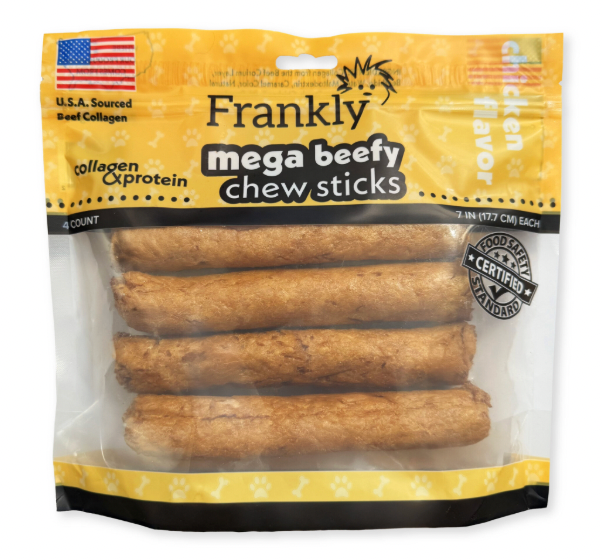 Frankly Pet Mega Beefy 7" Chew Sticks, 4 count: Chicken