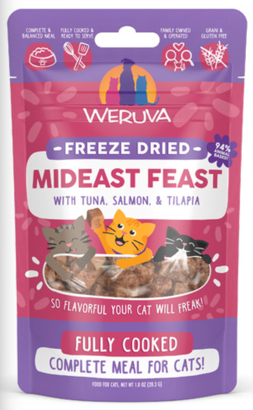 Weruva Freeze Dried, Fully Cooked Cat Food - Mideast Feast with Tuna/Salmon/Tilapia, 1 oz.