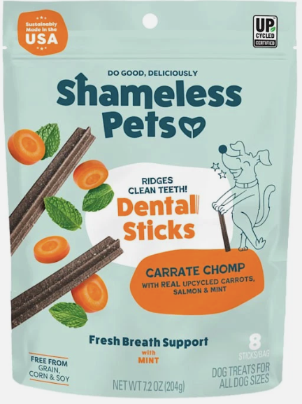 Shameless Pet Carrate Chomp, Carrot & MInt Dental Sticks 7.2 oz.