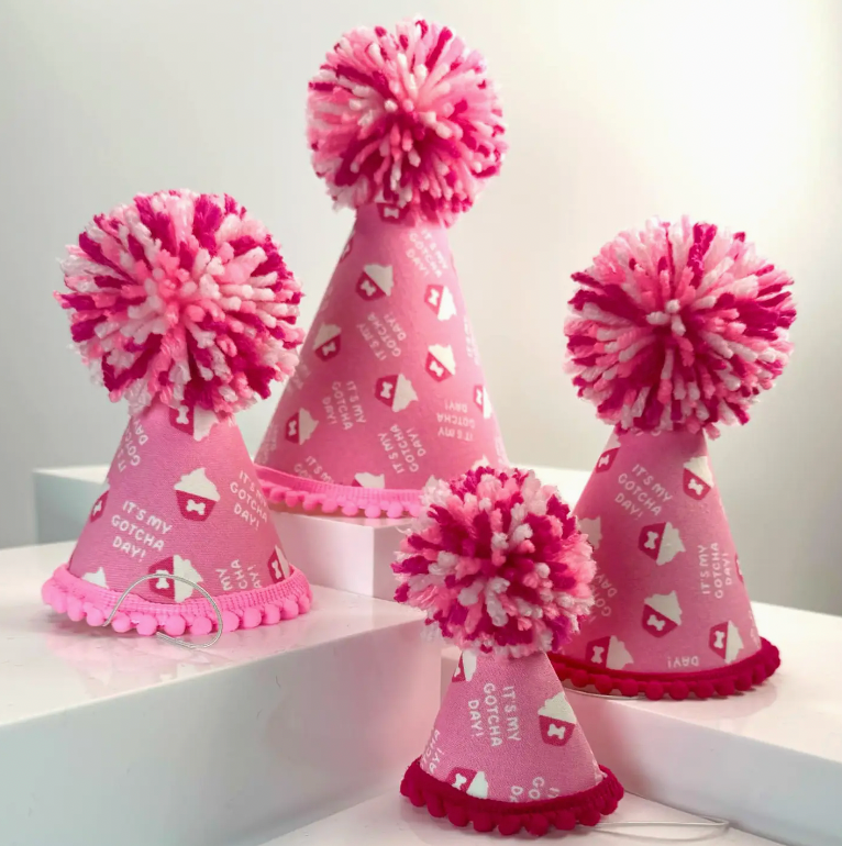 Pup Party Hats, Gotcha Day Cupcake, Pink