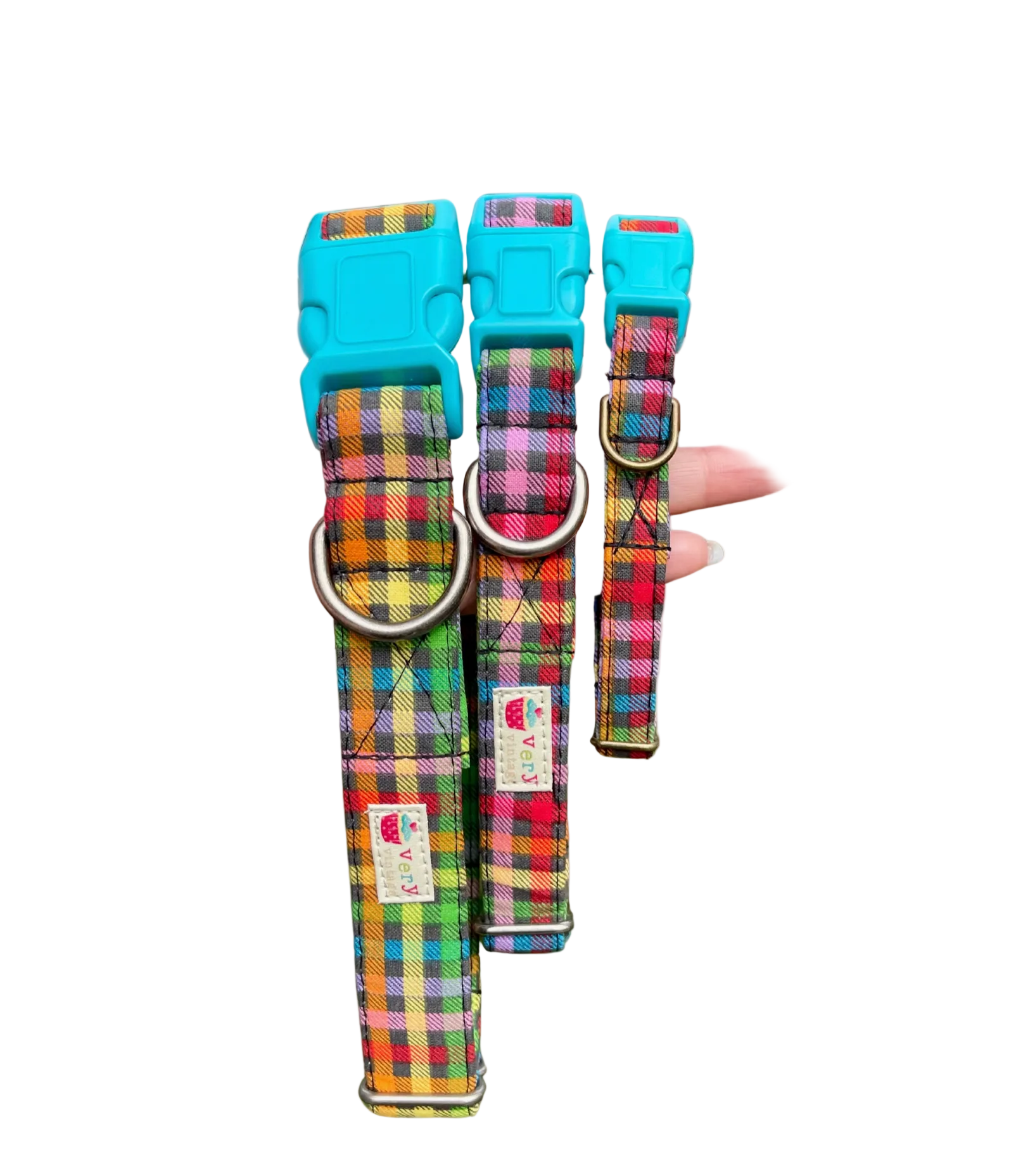 Very Vintage Designs Collar, Rainbow Plaid