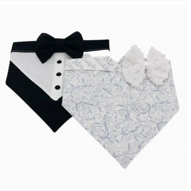 Chloe & Max, double sided bandana: Wedding Groom M