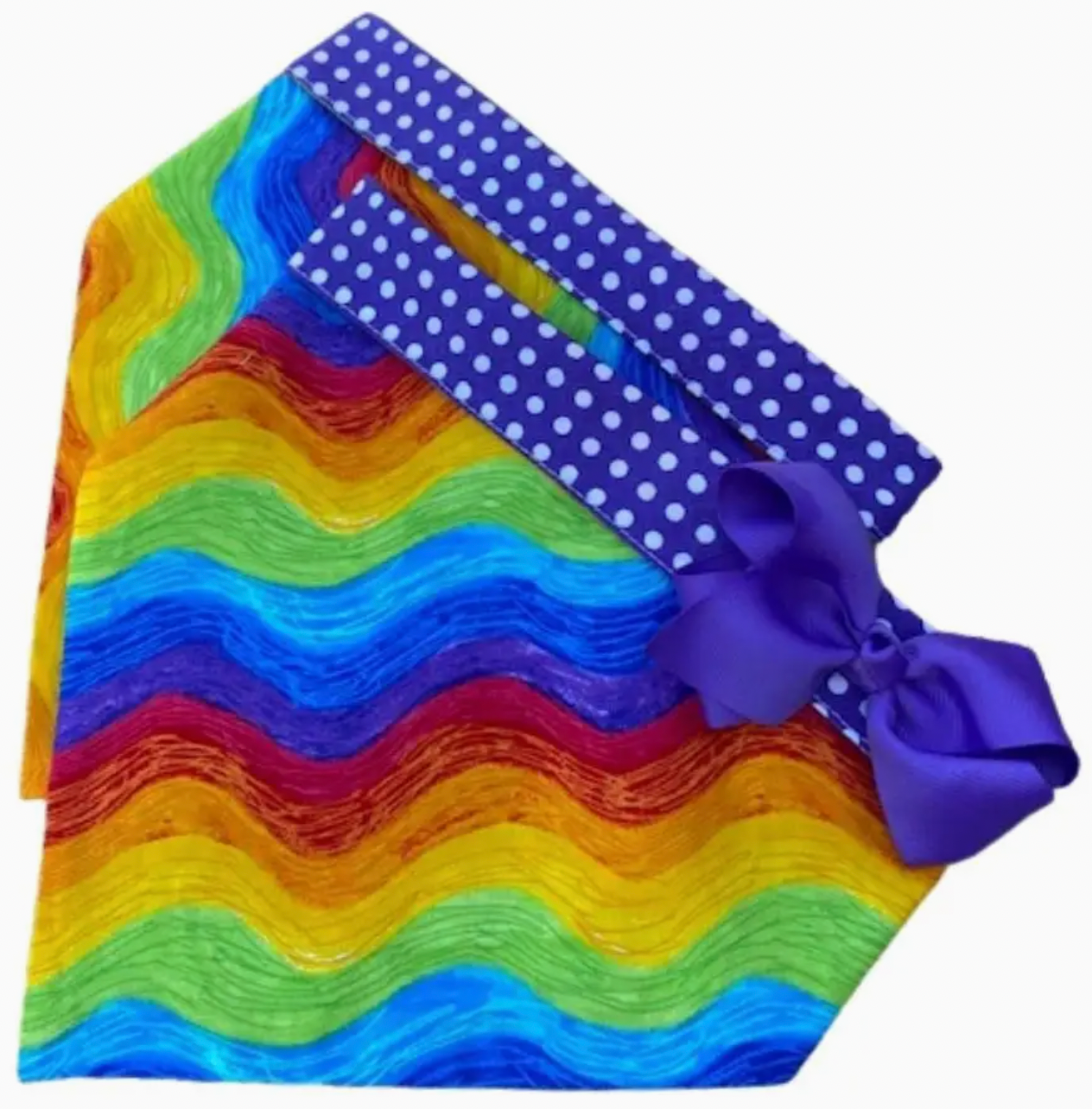 Chloe & Max, double sided bandana: Wavy Rainbow Stripe L
