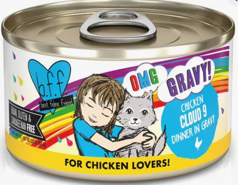 Weruva BFF OMG Cloud 9! Chicken Dinner in Gravy Grain-Free Canned Cat Food, 2.8 oz