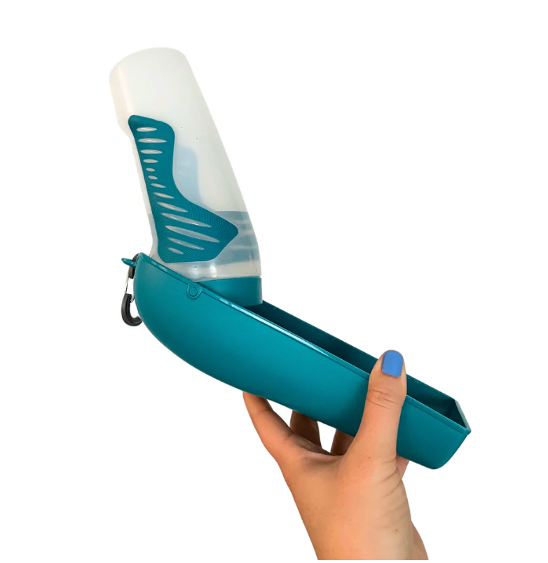 Messy Mutts Squeezable Travel Water Bottle with Removable Bowl, 16oz