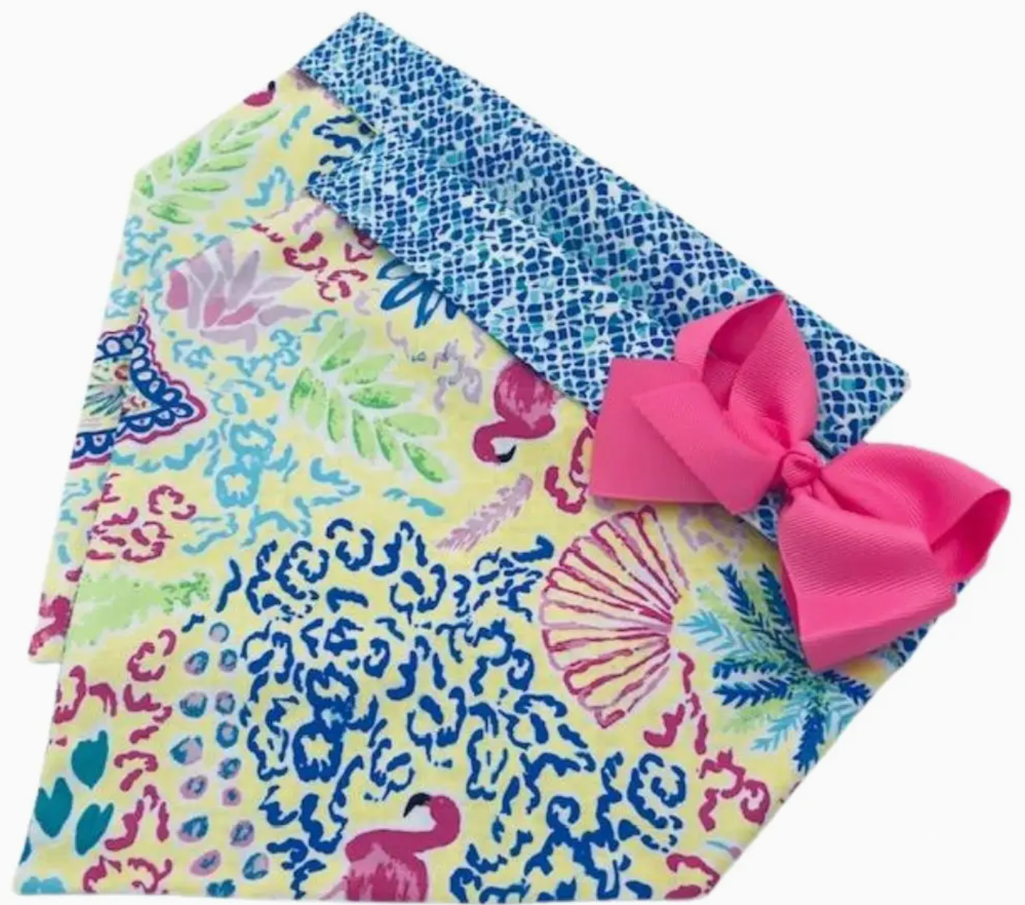 Chloe & Max, double sided bandana: Tropical Miami Yellow, M