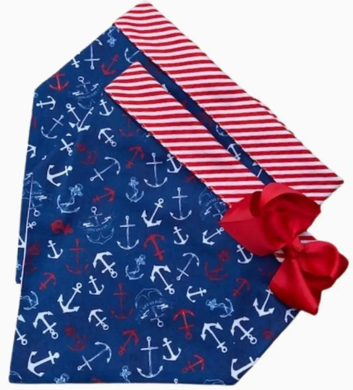 Chloe & Max, double sided bandana: Scrambled Anchors on Navy L