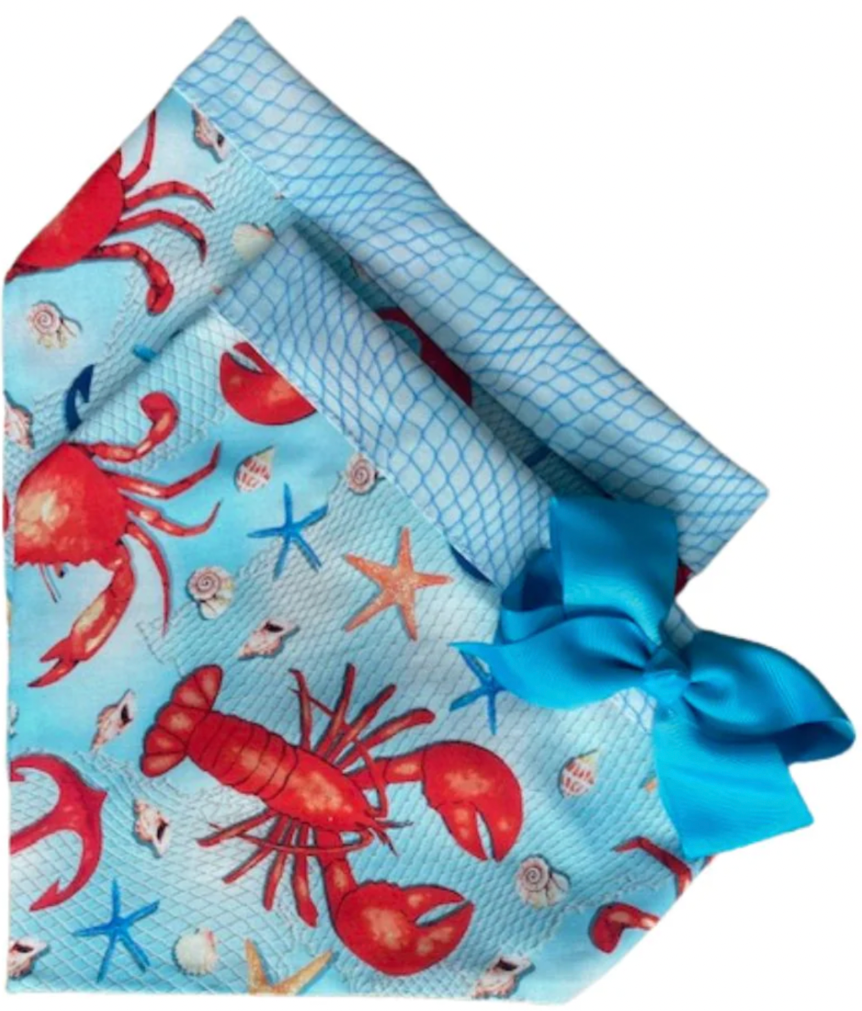 Chloe & Max, double sided bandana: Shellfish in Net M