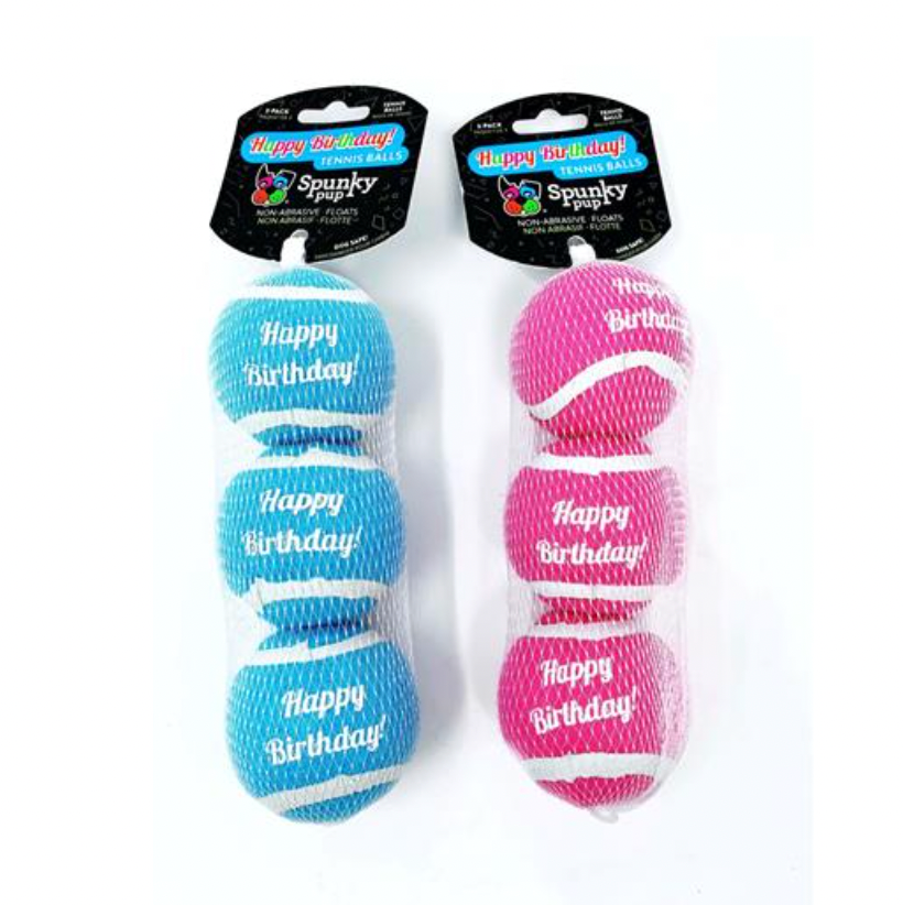 Spunky Pup "Happy Birthday" Tennis Balls 3-Pack