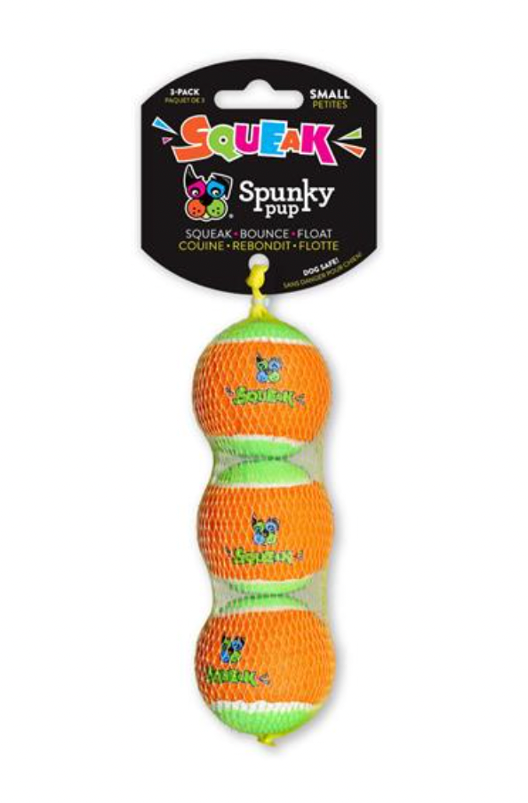 Spunky Pup Squeaky Tennis Balls 3-Pack