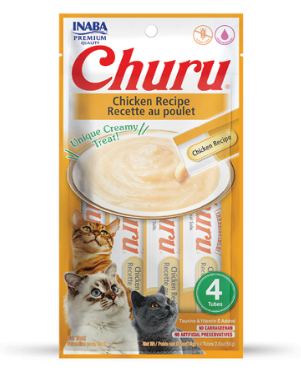 Inaba Churu Creamy Chicken Cat Treat, 4 x .5 oz tubes