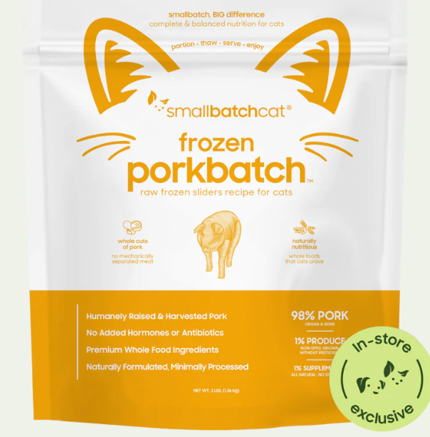 SmallBatch Frozen Raw Pork Cat Food, 3 lb sliders