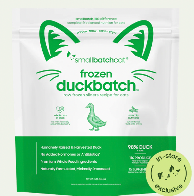 SmallBatch Frozen Raw Duck Cat Food, 3 lb sliders
