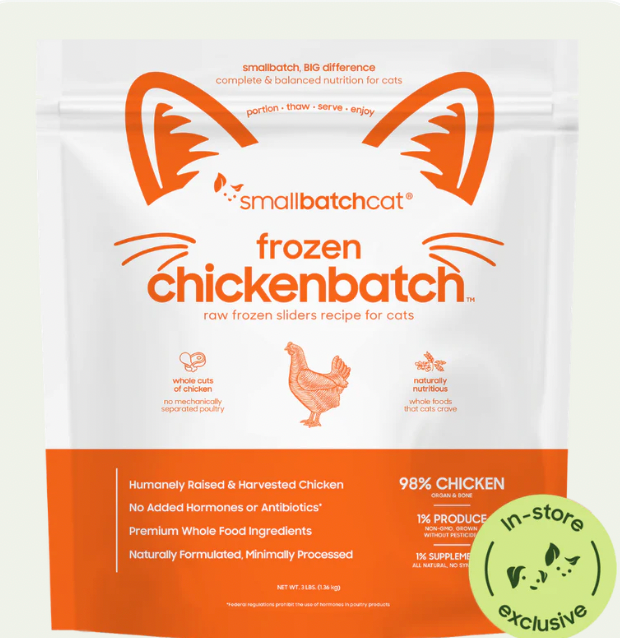 SmallBatch Frozen Raw Chicken Cat Food, 3 lb sliders