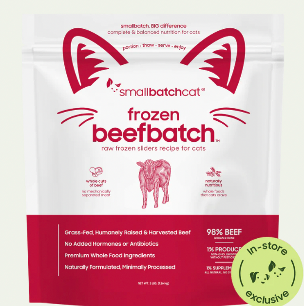 SmallBatch Frozen Raw Beef Cat Food, 3 lb sliders