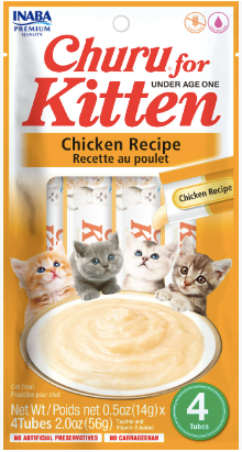 Inaba Churu Creamy Chicken KITTEN Treat, 4 x .5 oz tubes