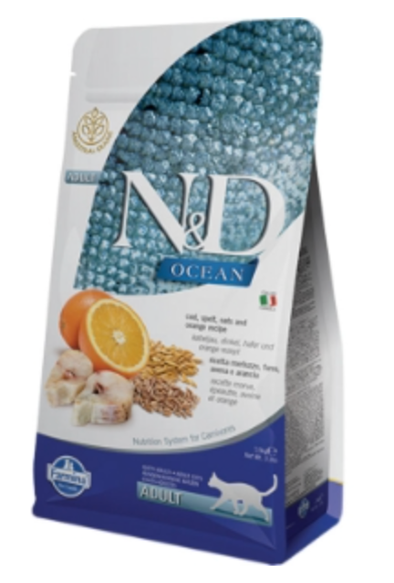 Farmina N&D Ancient Grains Cod, Spelt, Orange Dry Cat Food, 3.3 lb.