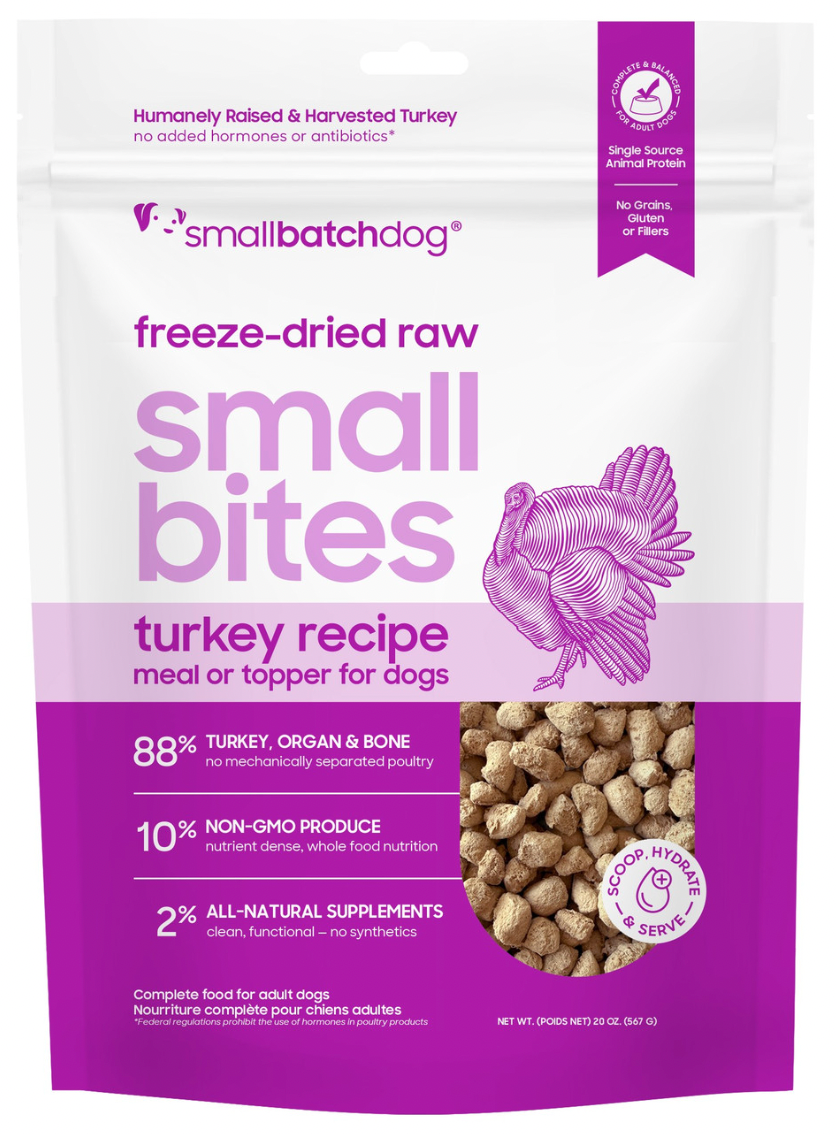 Smallbatch Freeze Dried Raw Small Bites for Dogs, Turkey recipe
