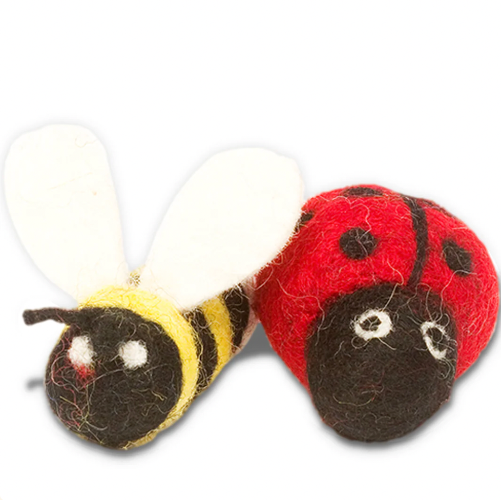 Karma Cat Wool Cat Toys, Ladybug and Bee, 2-pack