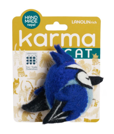 Karma Cat Wool Cat Toys, Blue Jay