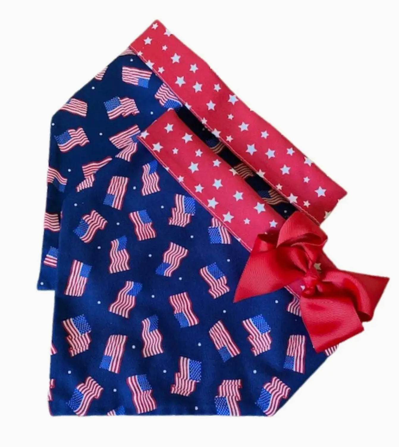 Chloe & Max, double sided bandana: Small Flags & Stars, Pink (S-M-L-XL)