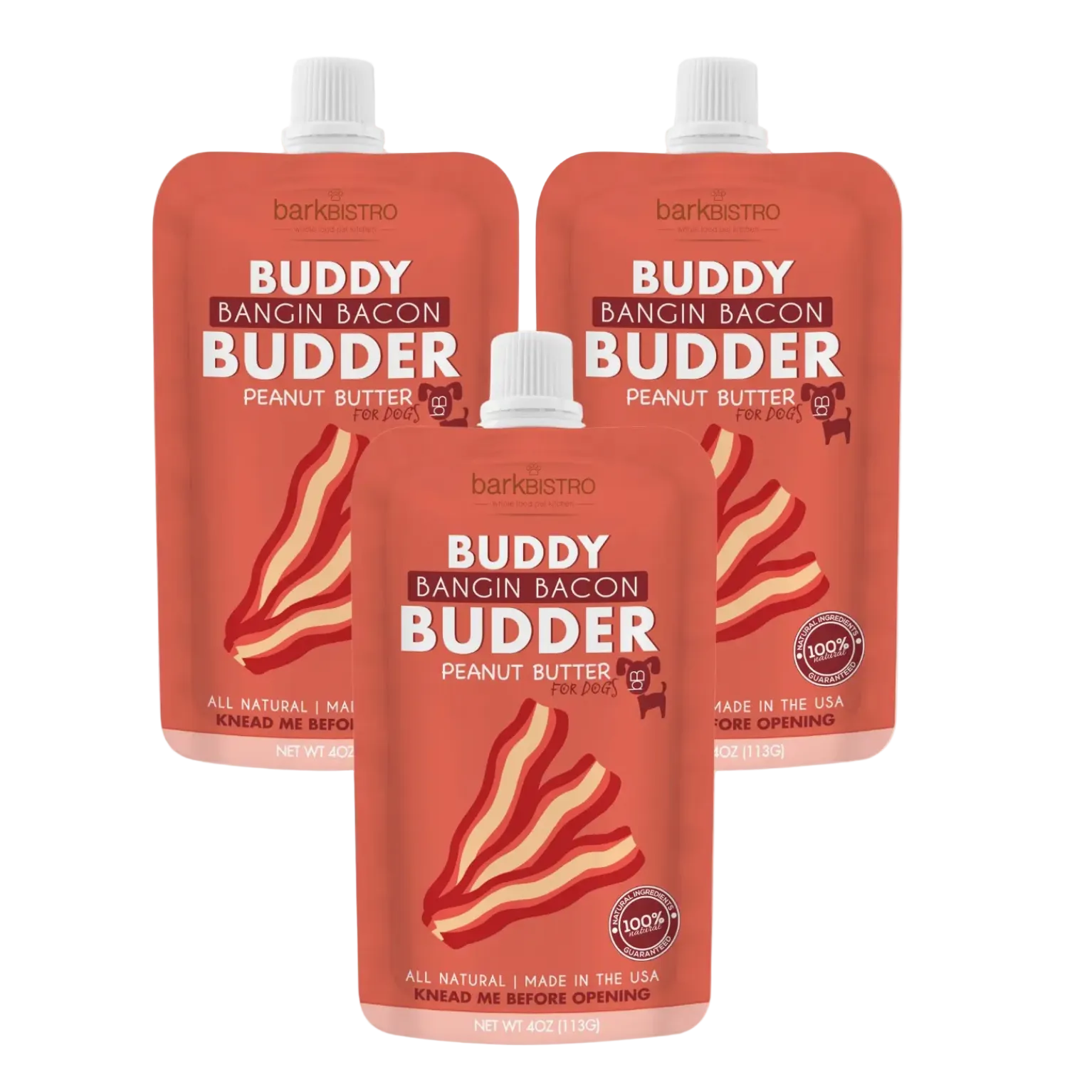 Bark Bistro Buddy Budder 4 oz. squeeze pack, Bangin' Bacon