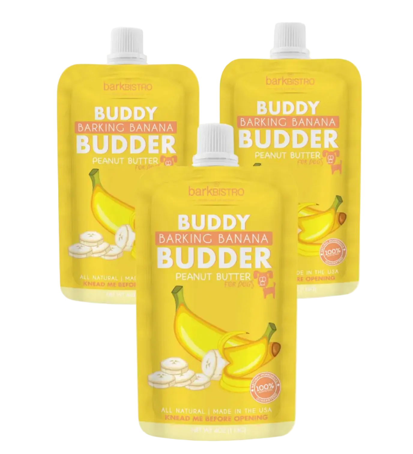 Bark Bistro Buddy Budder 4 oz. squeeze pack, Barkin' Banana