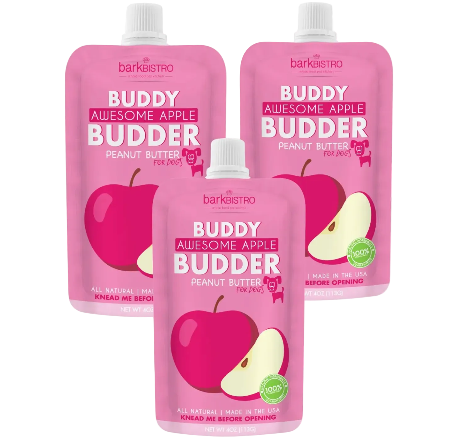 Bark Bistro Buddy Budder 4 oz. squeeze pack, Awesome Apple