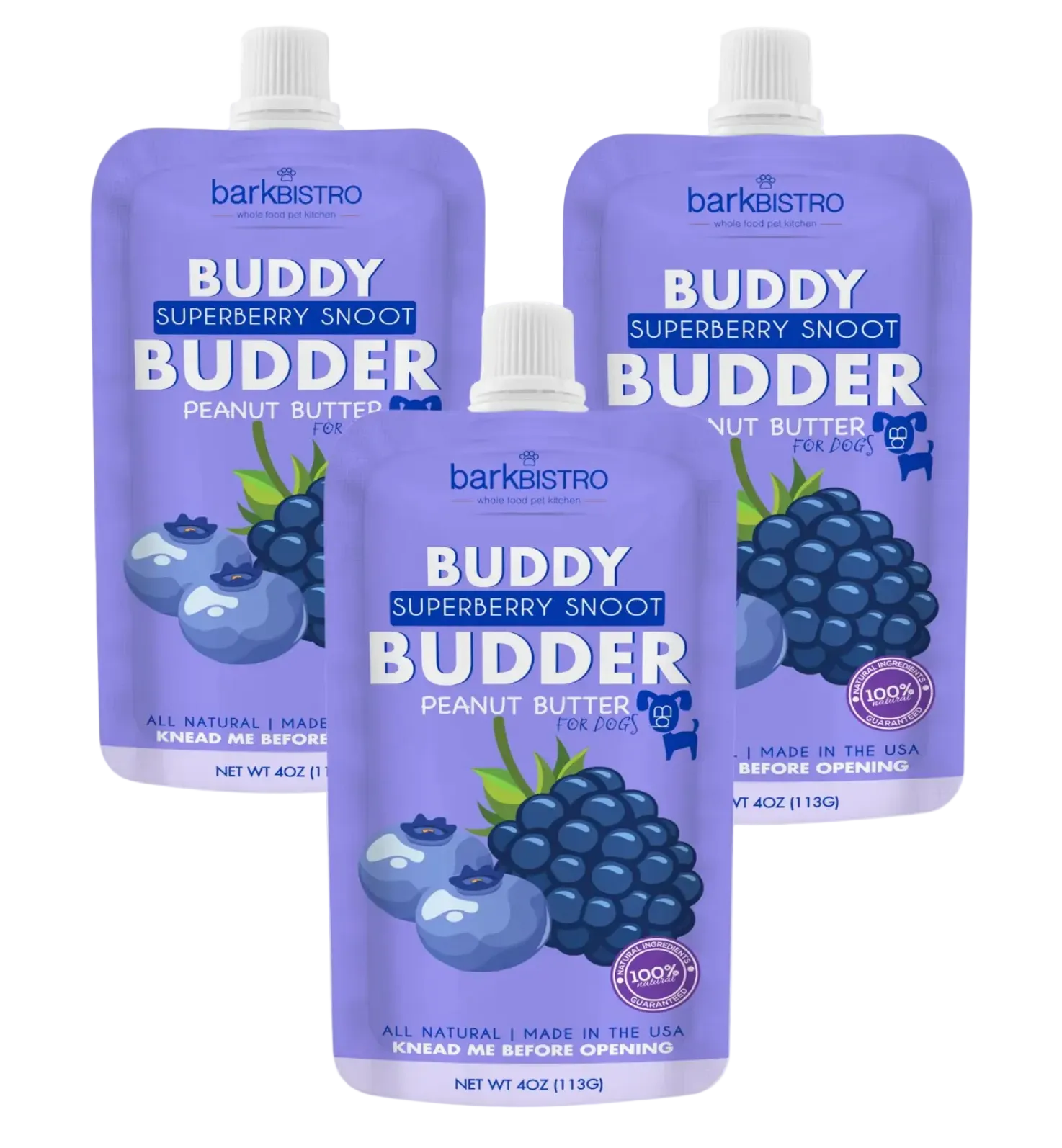 Bark Bistro Buddy Budder 4 oz. squeeze packs, Superberry Snoot