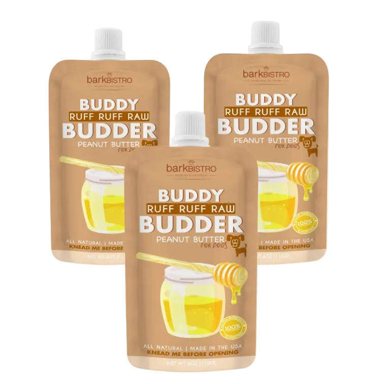 Bark Bistro Buddy Budder 4 oz. squeeze packs, Ruff Ruff Raw