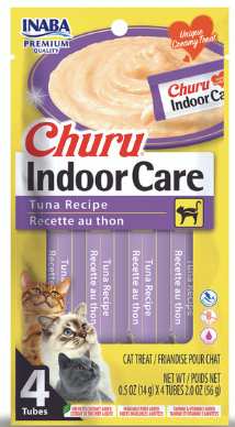 Inaba Churu Creamy INDOOR CARE HAIRBALL CONTROL, Tuna Cat Treat, 4 x .5 oz tubes