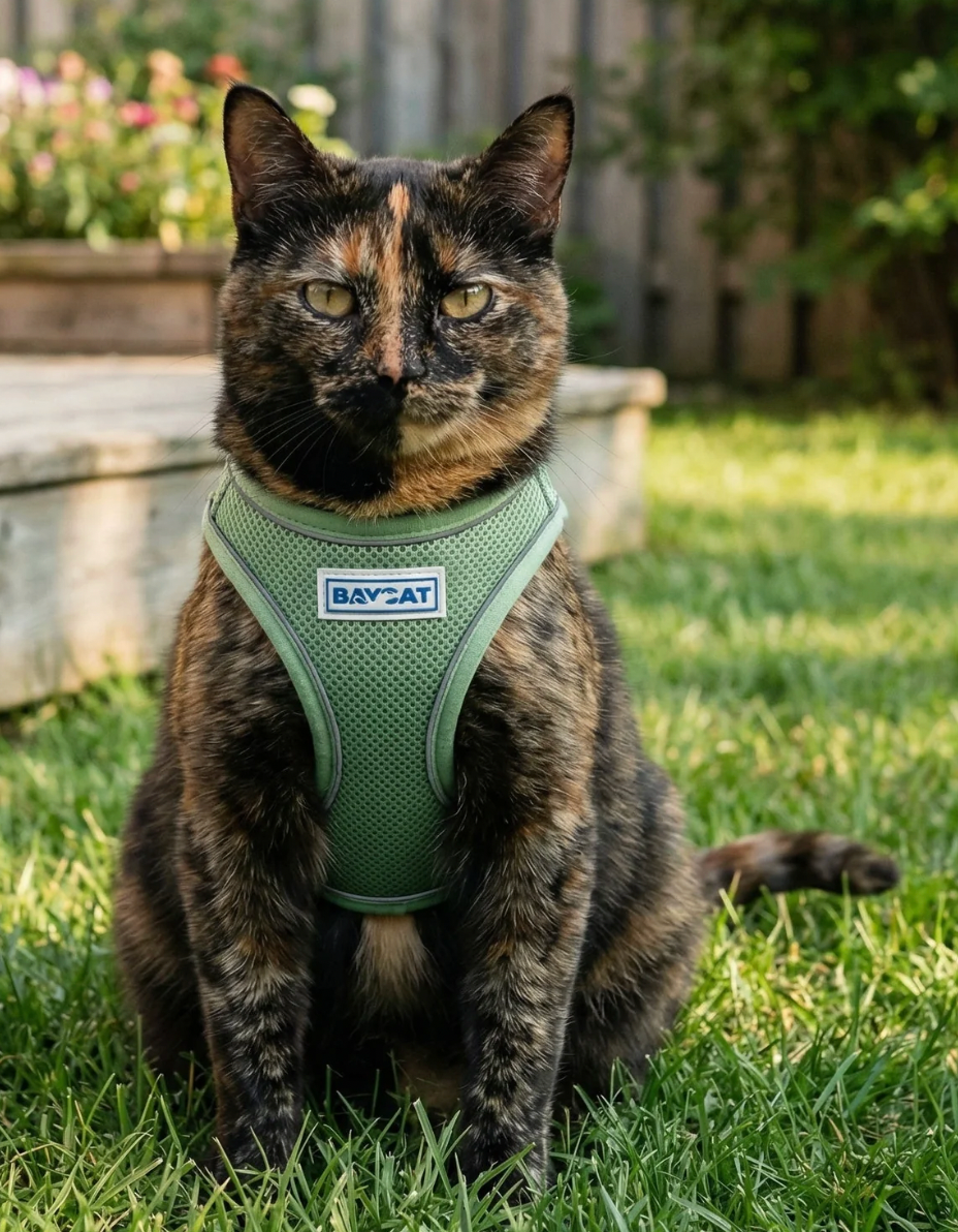 BayDog "BayCat" Cat Harness with 6 ft. Leash "Coastal Fern"