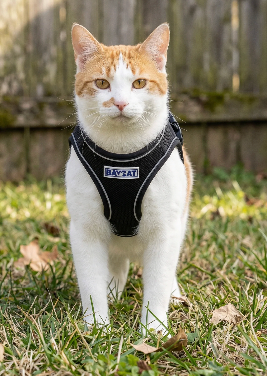 BayDog "BayCat" Cat Harness with 6 ft. Leash "Covert Black"