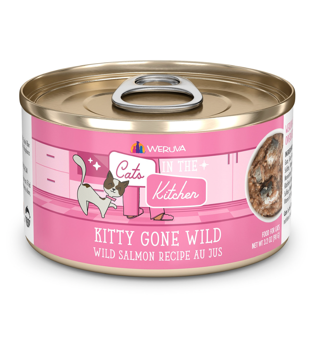Weruva Cats In The Kitchen "Kitty Gone Wild" Salmon Au Jus Recipe Canned Cat Food