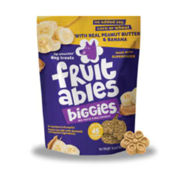 Fruitables "Biggies" Dog Treats,  Real Peanut Butter & Banana