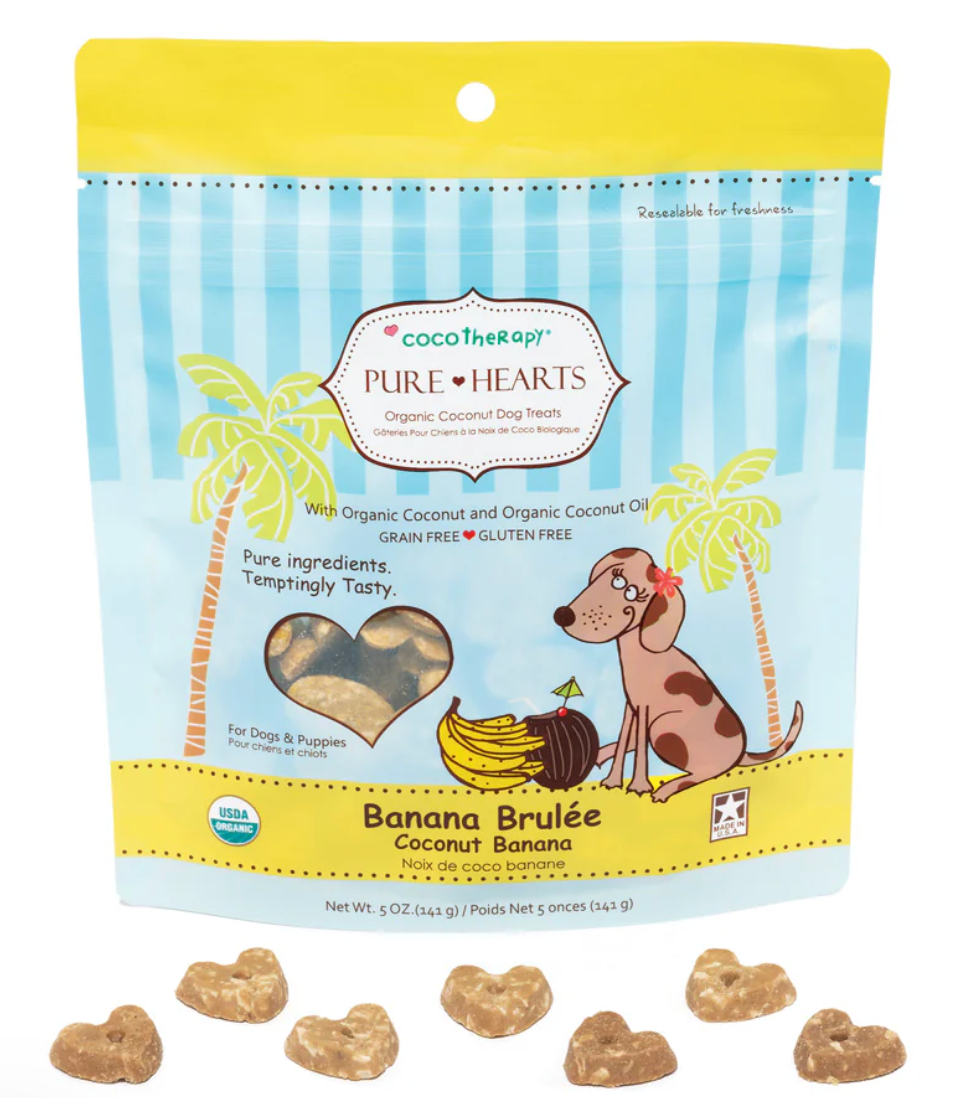 Coco Therapy Pure Hearts Dog Treats, Banana Brulee