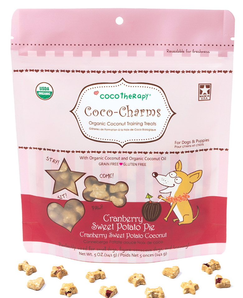 Coco Therapy Charms Training Treats for Dogs, Cranberry Sweet Potato Pie