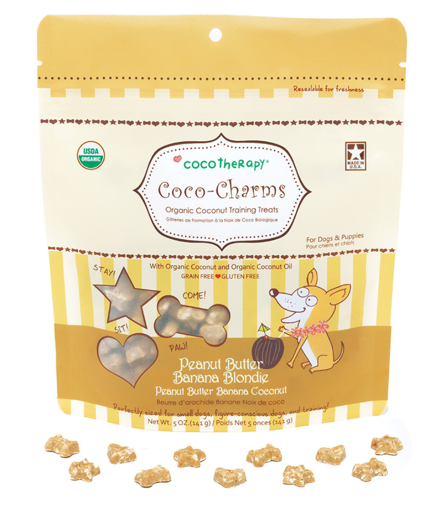 Coco Therapy Charms Training Treats for Dogs, Peanut Butter Banana Blondie