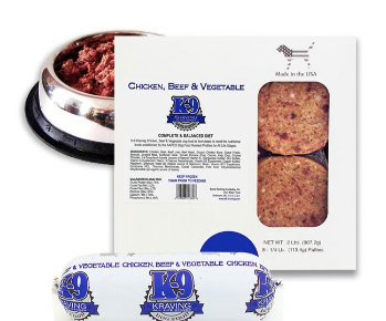 K9 Kraving Frozen  Chicken, Beef & Vegetable Recipe  - 1 lb. and 5 lb. rolls