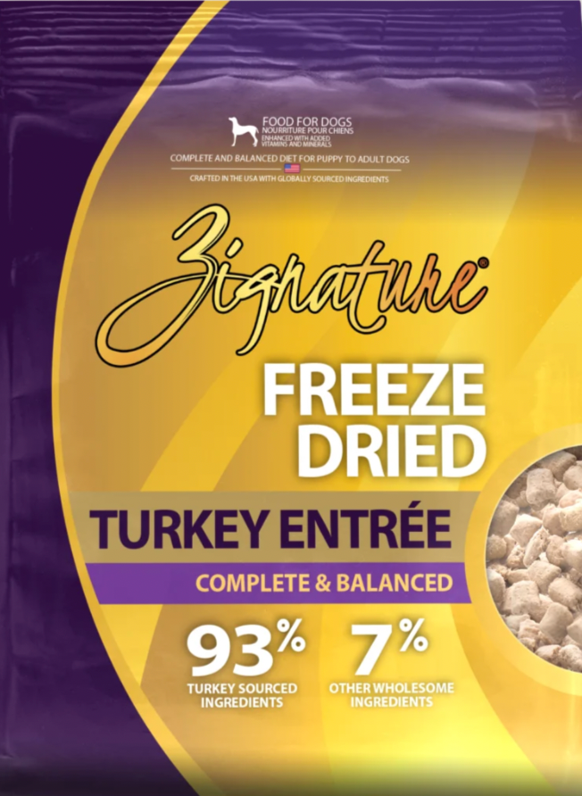 Zignature Freeze Dried Entree,Topper or Treat 4oz, Turkey