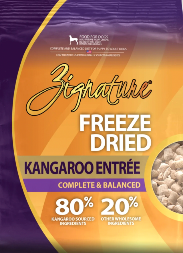 Zignature Freeze Dried Entree,Topper or Treat 4oz, Kangaroo