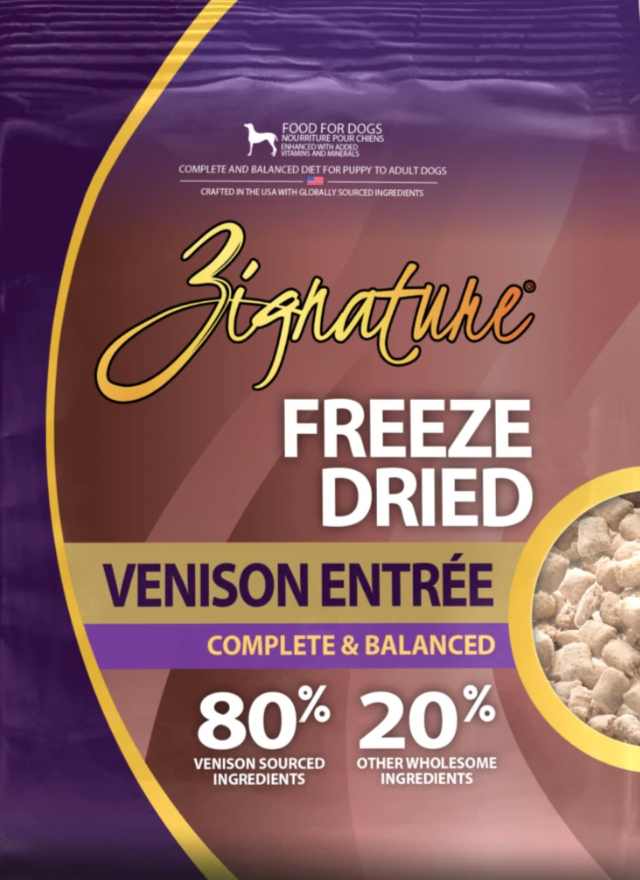Zignature Freeze Dried Entree,Topper or Treat 4oz, Venison